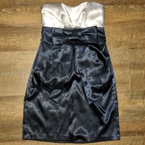 Teeze Me Navy/Gray Bow Front Cocktail/Party Dress